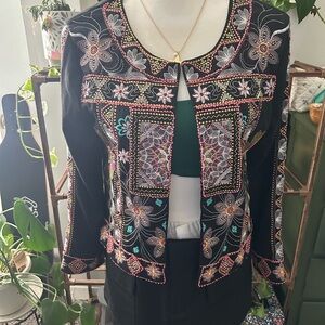Embroidered Black Blazer